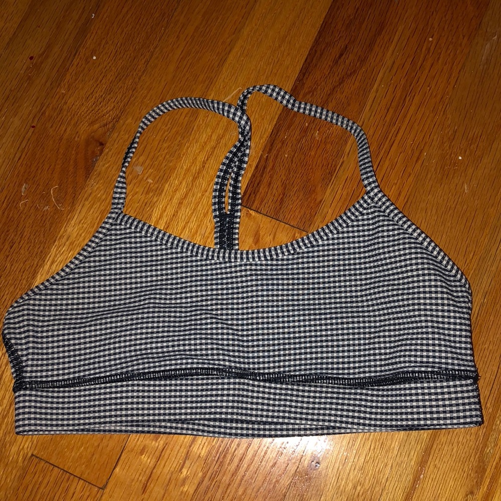 Blue and white lululemon sports bra